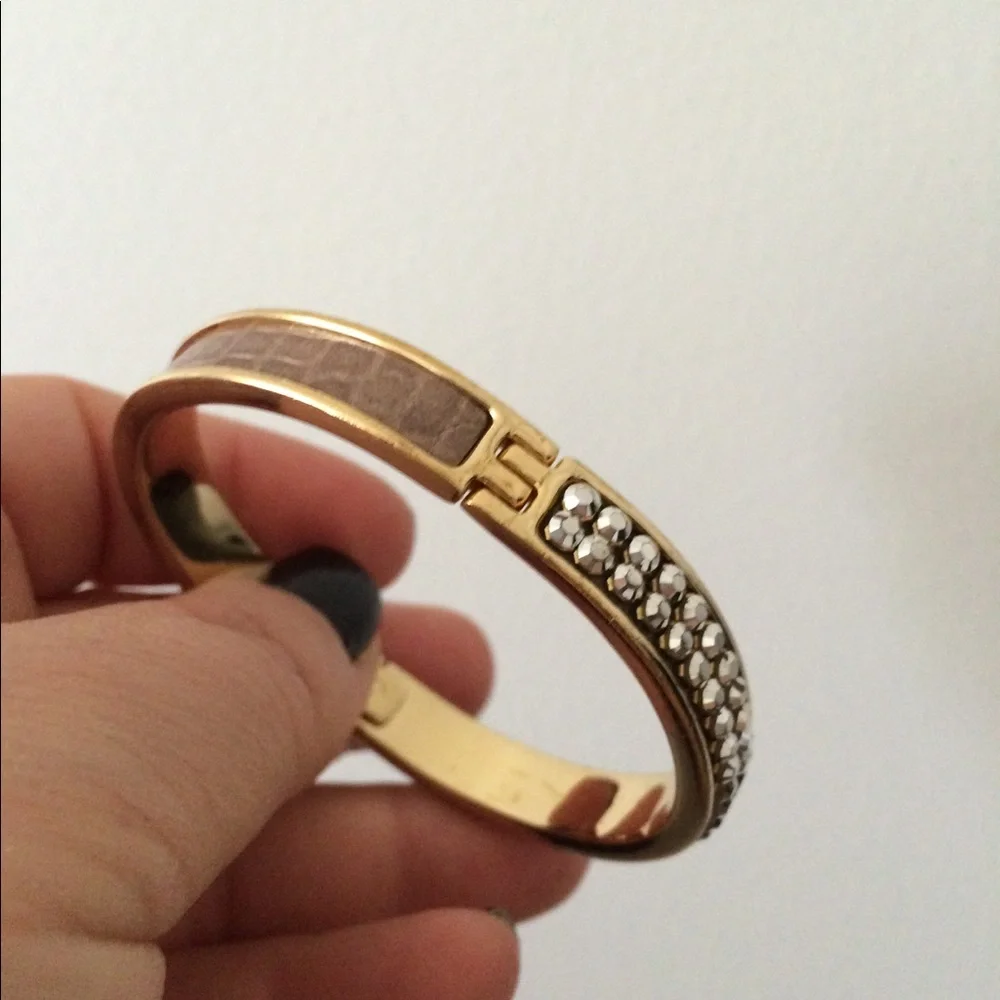 Leather and Rhinestone bangle - Picture 3 of 5